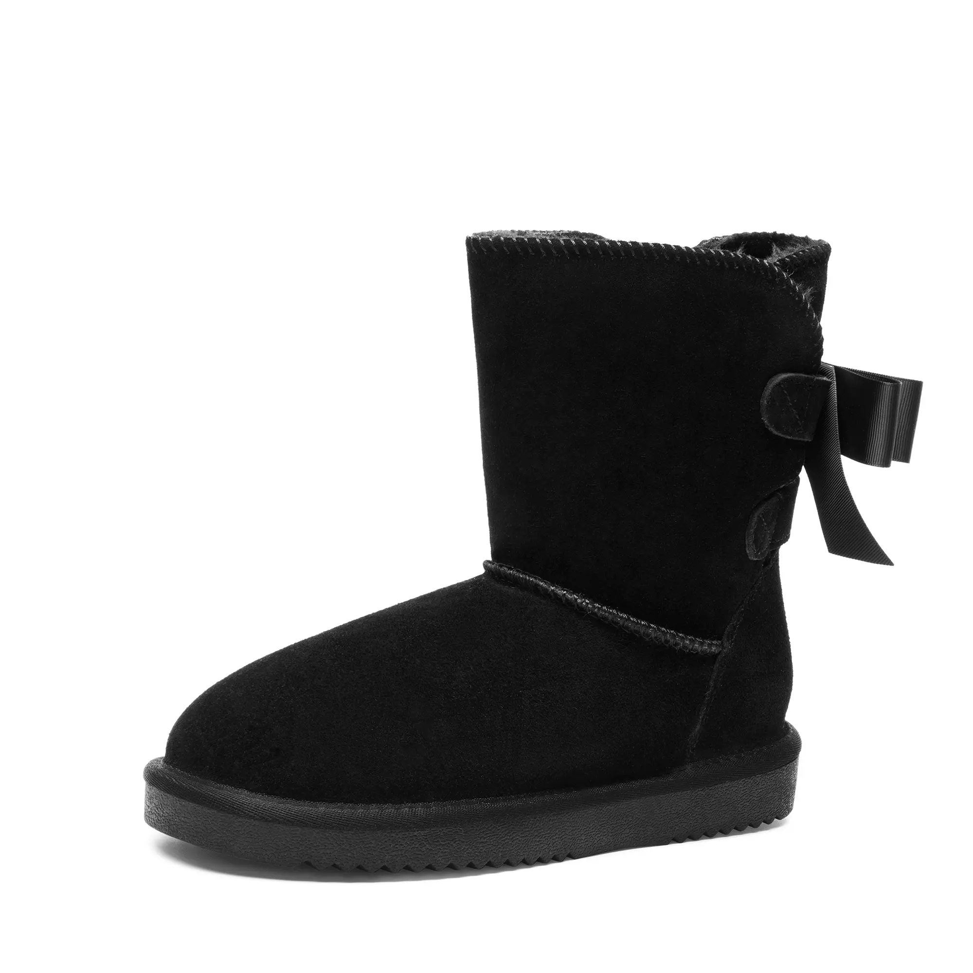 Dream Pairs Women's Stylish Bow Accent Winter Short Booties - Genuine Suede, Faux-Fur Lined, Insulated Memory Foam Warmth, Active Walking Footwear, Indoor/Outdoor Shoes, Design