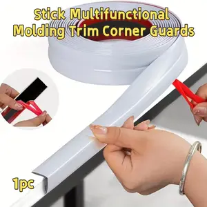 Stick Multifunctional Molding Trim Corner Guards,Wide White Corner Guard Strip - No Drill Adhesive Self-adhesive Tile Sticker and Wall Gap Sealing Tape Strip, Caulk Strip Baseboard & Transition Strip for Wall, Floor, Table and Door Frame