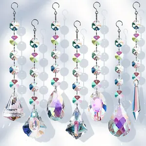 Colorful Crystal Sun Catcher, 7 Counts/set Exquisite Hanging Sun Catcher, Hanging Decor for Home Garden Party Wedding Office Balcony