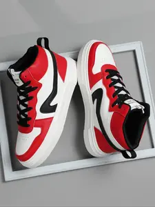 Men's Patchwork Lace Up High Top Sneakers, Casual Comfortable Breathable Sports Shoes, Male All-match Round Toe Shoes for Daily Wear, Youth Fashion Shoes, Athletic Footwear, Trainer Shoes