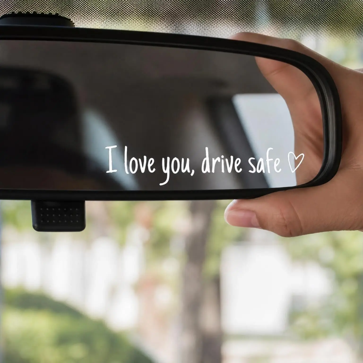 4Pcs Aesthetic Car Mirror Warning Text Decals | Black & White Aesthetic Stickers for Rearview Mirror, Side Mirrors | Meaningful Driver Gift For Daughter