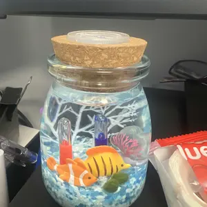 Healing Marimo Water Garden - 3.5×2.6 Inch Micro-Landscape, Low-Maintenance Glass Mini Peninsula Ecosystem with a Cute Moss Ball, Premium DIY Mini Aquatic Garden Decor Kit (Includes LIVELY Moss Ball Pet)