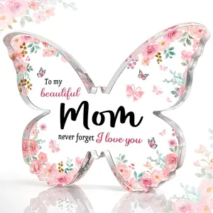 Gifts for Mom, Unique Mom Christmas Gift - 5x3.8x0.5 Inch Butterfly-Shaped Acrylic Plaque Keepsake - Mothers Day Birthday Valentines Day Christmas Gift for Mom from Daughter Son