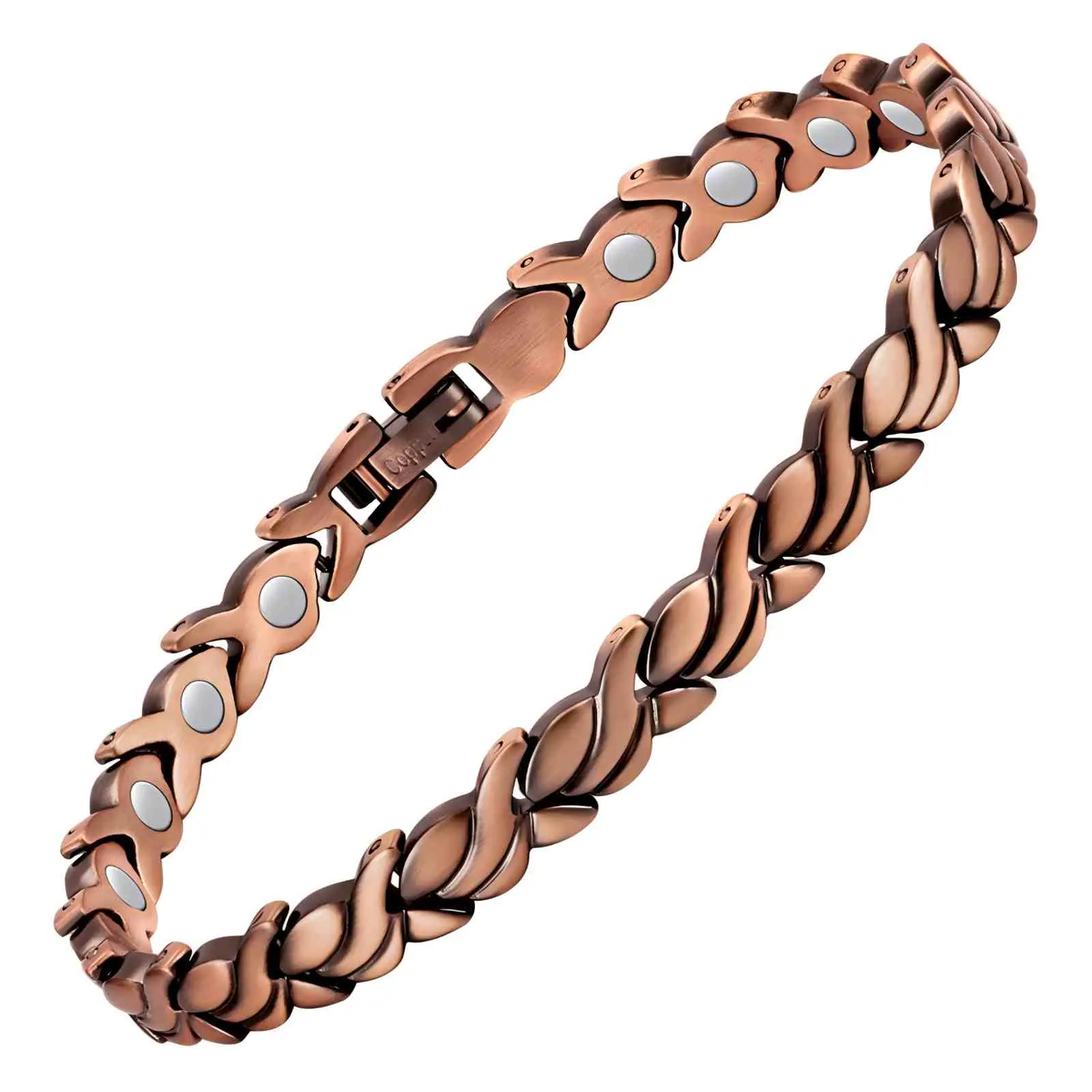 Pure Copper Magnetic Anklet Bracelet for Women Arthritis Relief Health Jewelry Adjustable Rose Gold Fish Tail Design Hypoallergenic Gift