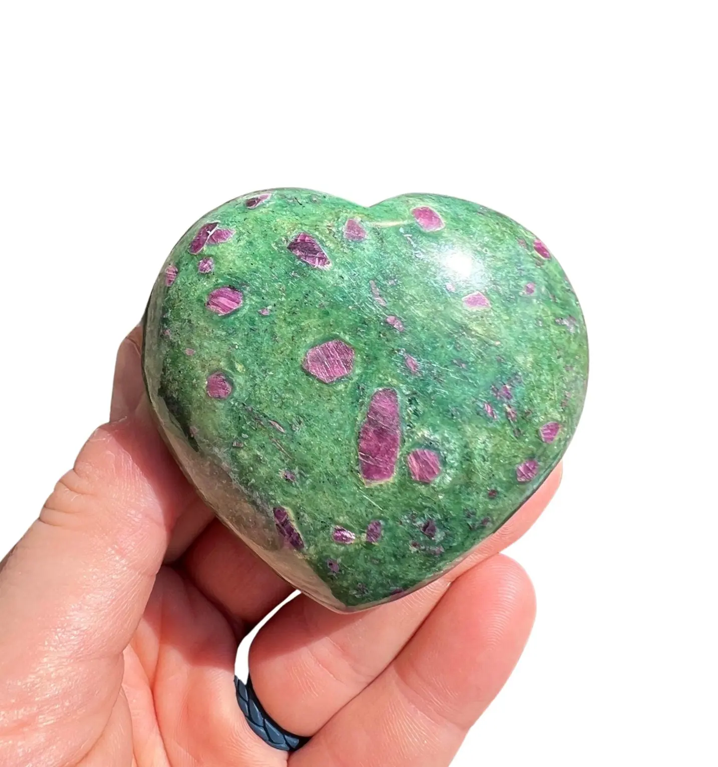 Unique Ruby In Fuchsite Heart Crystal with Metaphysical Properties for Love and Chakra Healing Made in India