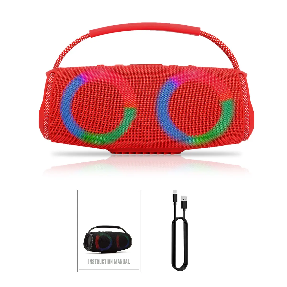 Dazone Portable Wireless Bluetooth Party Speaker with Handle Strap, 4" Woofer Loud Stereo Audio, USB/SD/MP3 Playback, FM Radio, Streaming, Charging, Wireless Connection for Travel, Parties