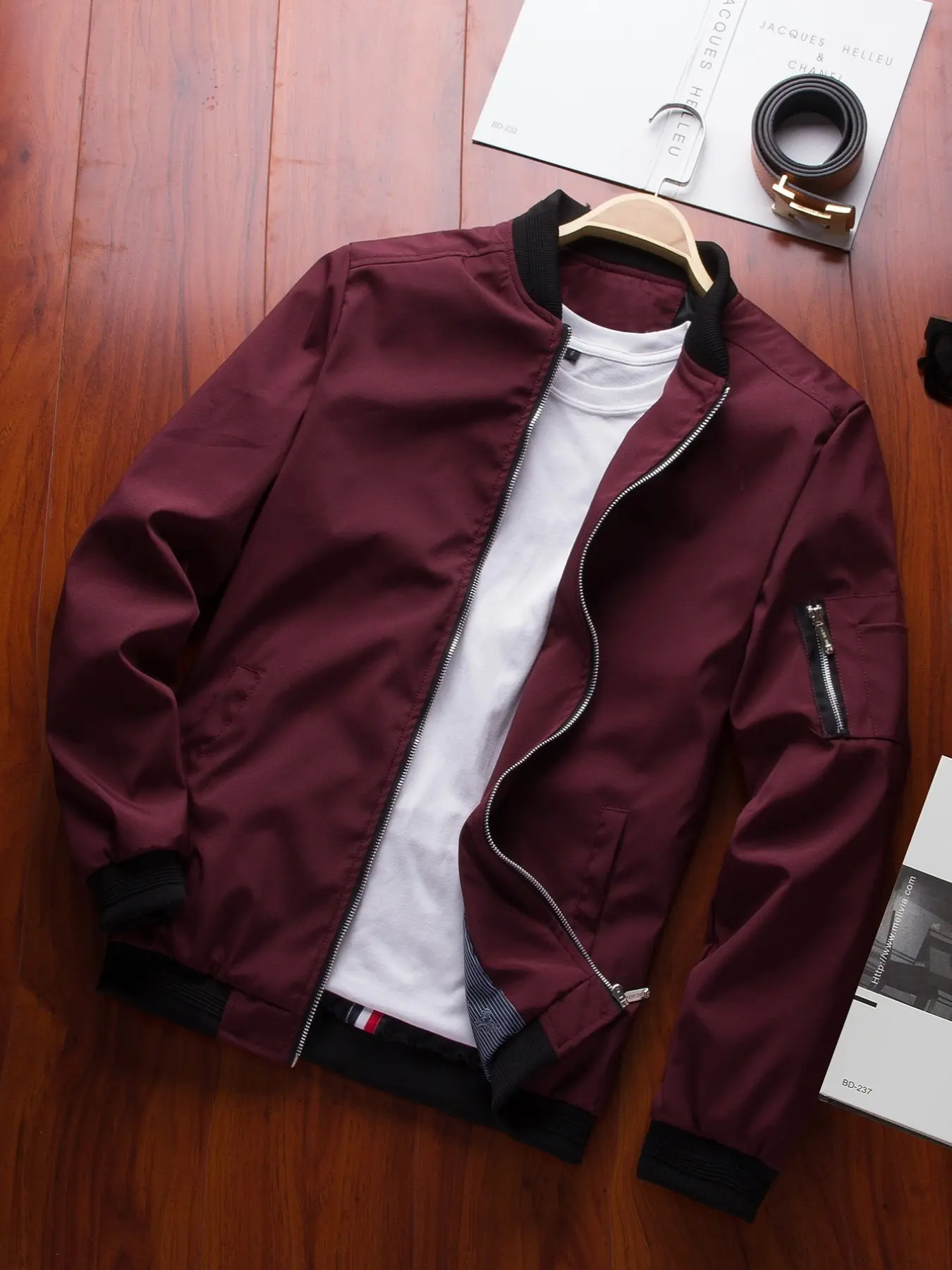 Men's Lightweight Long Sleeve Jacket, Casual Fall Winter Coat, Zipper Pilot Jacket with Pockets, Windproof Outdoor Outerwear, Fashionable Golf Jacket