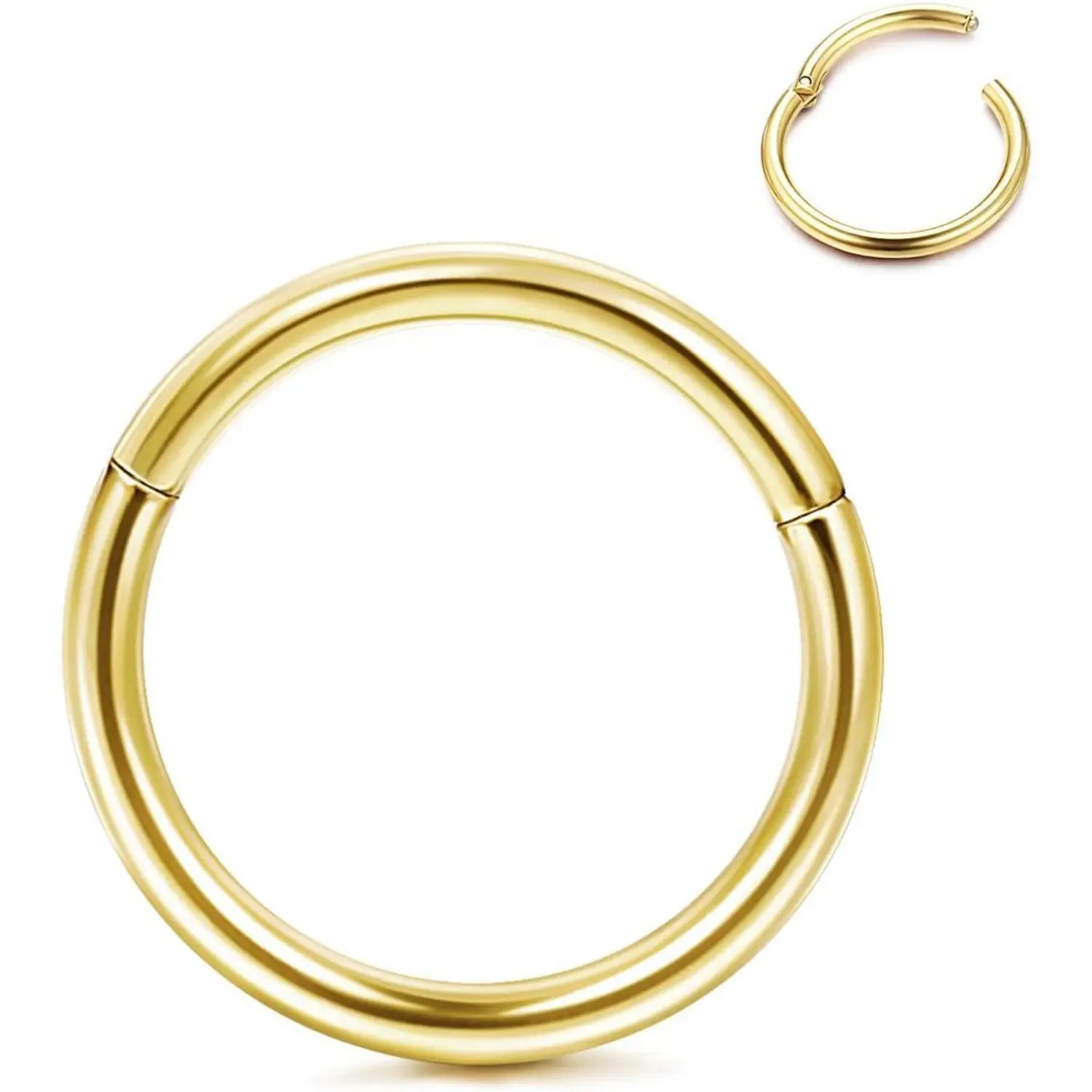 MILACOLATO 20G 18G 16G 14G Septum Hinged Nose Rings Click Ring G23 Titanium Nose Ring Hoops  for Lip Helix Tragus Daith Rook Cartilage Lobe Earrings Conch Piercing Jewelry Hypoallergenic Nose Rings for Women Men Daily