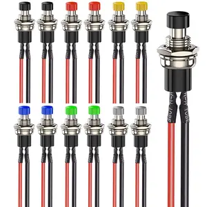 12pcs 7mm 3V-6V-12V-24V-230V/1A Prewired Mini Momentary Push Button,SPST Nomal Open ON/Off 2 Pin Round Button for Model Railway Hobby