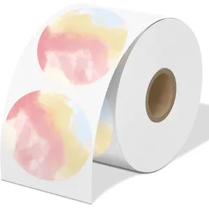 3 Inch Round Thermal Labels, Color Thermal Sticker Label for Logo Design, Name/Price Tag, Thanks Card, QR Code, Compatible with MUNBYN, , JADENS Thermal Shipping Label Printers, 500 Labels/Roll