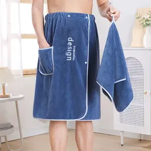 Men's Coral Fleece Wearable Towel Robe Set, Thick Absorbent Bathrobe, Soft Quick-Dry Towels, Ideal for Sauna, Shower, Swimming, Post-Bath Warmth, Premium Towel Set
