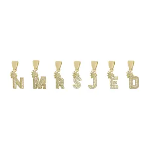 Initials Crown Pendant - 10K Yellow Gold