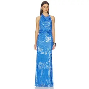 SIMKHAI Reannon Draped Gown in Periwinkle