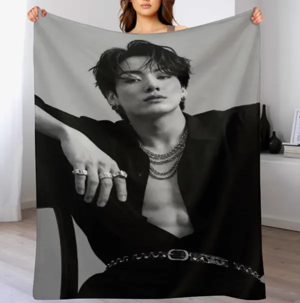 Soft Funny Throw Blanket Cute Blanket Jungkooks Throw Flannel Blankets For Bed Sofa Couch Living Room Warm Fleece Air Conditioner Quilt Gifts