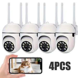 4PCS/SET Wireless WiFi Full HD Indoor Outdoor Camera, WiFi Security Cameras, Two-Way Audio, Night Vision, Smart Home Security Cam for Elderly & Pets, Christmas Gift
