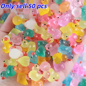 Mini Luminous Duck Decoration, 50pcs/set Cute Resin Animal Sculptures Creative Handmade Decoration, Holiday Party Gift, Birthday Gift, Home Decoration, Ornaments, Funny Home Decor