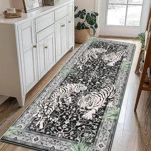 Vintage Tiger Pattern Carpet, 1 Count Non-slip Washable Floor Mat, Decorative Vintage Runner Rug for Home Living Room Bedroom Kitchen Farmhouse
