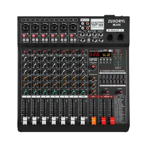 Professional 6/8 Channel Digital Live Audio Mixer - Sound Mixing Board with 320 DSP Effects, 7-Band EQ, USB, Bluetooth, MP3 Support, Independent 48V Power, Mute Buttons, Stereo Smartphone Compatibility for Recording