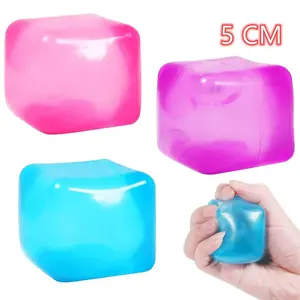 Ice cube shaped decompression toy, square decompression ball clay squeezing toy, decompression adult sensory toy stress relief squish stim tools stress-relieving squishy soft ultra nice swirl wacky  track