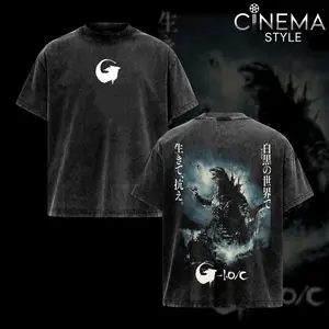Godzilla Minus One V4 Acid-Washed Cotton T-Shirt, Vintage Graphic Tee for Fans of the Series Godzilla, Top Streetwear Cotton Design for Men and Women, Unisex T-Shirt Hot