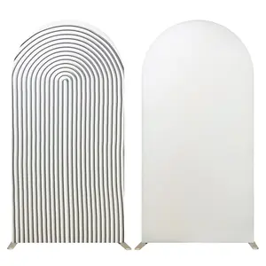 6.56FT Party Arch Backdrop Striped Spandex Stretch Stand Cover for Wedding Birthday Banquet Boys Girls Shower Ceremony Decoration(Gray and White)