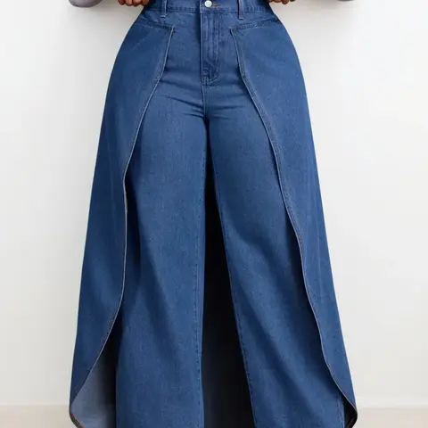 Women's Fashion Loose Baggy Denim Jeans, Loose Fitting Jeans, Plain Color Pants, Bottoms, Casual Streetwear Style, Daily Wear, All-Season Women's Plus Size Trousers, Womenswear
