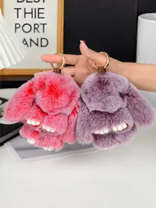 Cute Plush Bunny Keychain Pendant, Soft Stuffed Rabbit Charm Accessory, Ideal Gift for Party Activities, Adorable Bag Decoration