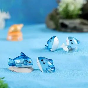 10/30pcs naughty shark garden pool aquarium bedroom living room decoration, miniature scenery cute animal cartoon luminous marine world resin ornaments.