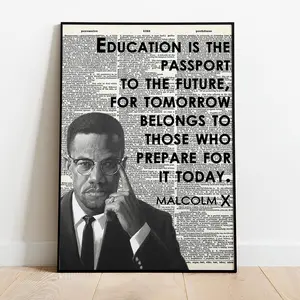 [Up to 65% Off][Free Shipping][No Frame] Malcolm X Famous Quote Poster - Inspirational Civil Rights Graphic Print, Motivational Room Decoration, Vintage Retro Newspaper Aesthetic Home Wall Decor