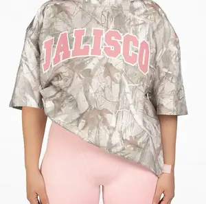Jalisco Pink Varsity Camo Tee, Oversized Mexican State Graphic Shirt, Latina Streetwear, Gift For Her, Gift For Mom