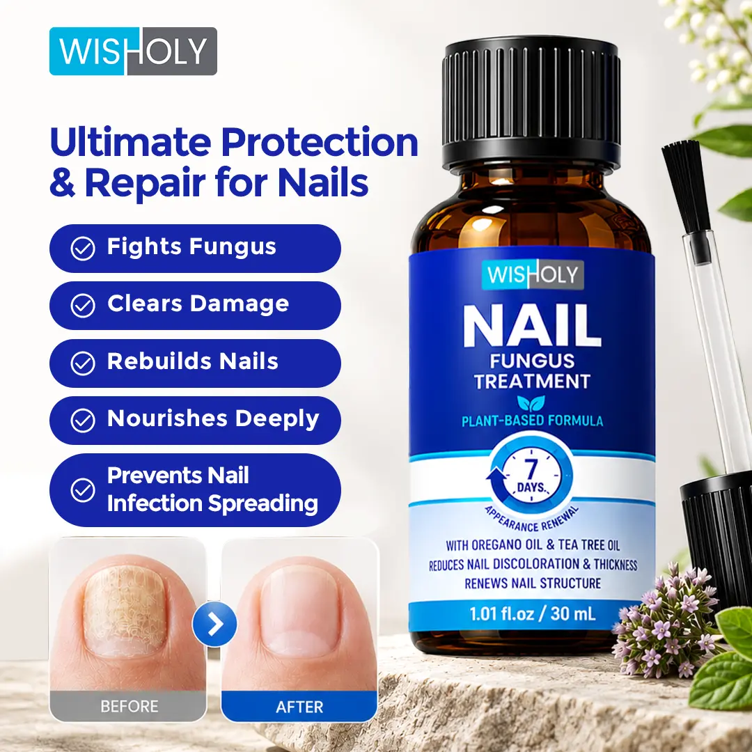 Wisholy Toenail Fungus Treatment Extra Strength ,Antifungal Solution ,Triple Action Formula for Damaged Nails, Multi-Purpose Nail Repair