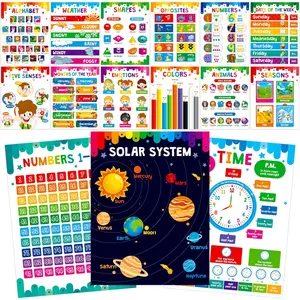 15 Packs Educational Poster, Thick Early Learning Posters  &  Proof with PET Film, Alphabet//Opposites/Emotions/Numbers Posters for    (14.5"x11")