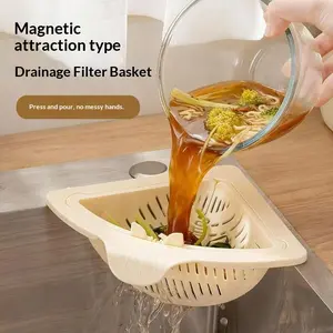 [2-Pick]Magnetic Sink Drain Basket, Large Kitchen Filter Net, Kitchen Sink Strainer, One Press Dump Residue, Strain Fruits Vegetables, Home Cooking Tool, Kitchen Accessories multi-color option storage box container ice molds airtight bento compact design