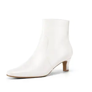 Mysoft Women's Square Toe Kitten Heel Ankle Boots, Winter Womensfashion Shoe, Comfortable Side Zipper Boots for Women, Elegant Walking Shoes, Ideal Valentine's Day Gift