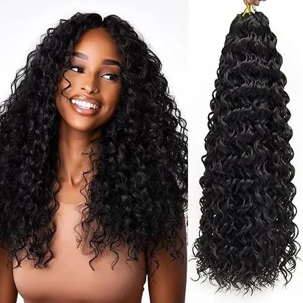 GoGo Curl Crochet Hair for Black Women - 8 Packs Crochet Bundles, Synthetic Fiber Hair, Loose Curls, Water Wave Braiding Extensions with Conditioner & Gel