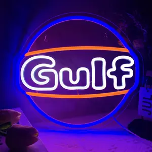 Gulf Oil Neon Sign for Garage Decor,Led Signs for Bar Man Cave Wall Decor,Lube Store or Gasoline Station Display Lighting,Easy Hanging.