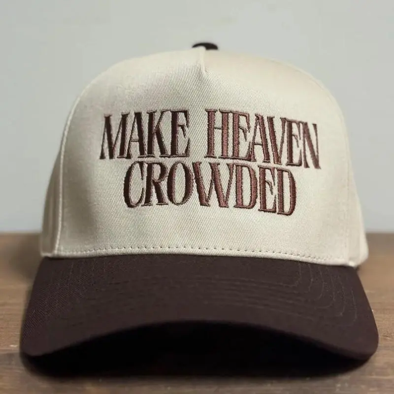 MAKE HEAVEN CROWDED TwoTone Trucker Hat,Embroidered Headwear,Adjustable Snapback,Trucker Cap,Faith Trucker Cap,Christian Gift, Embroidery Trendy Hat Casual Trendy Hat Casual Trendy Baseball Cap