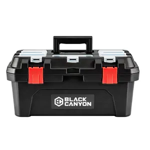 【Black Canyon】 19/17 Inch Plastic Tool Box, Support up to 44 lbs, w/Handle, Polypropylene, Dual-Layer Design, Flexible for Stacking, Top-Lid Storage, Ideal for DIY, Workshop, Job Site Organization