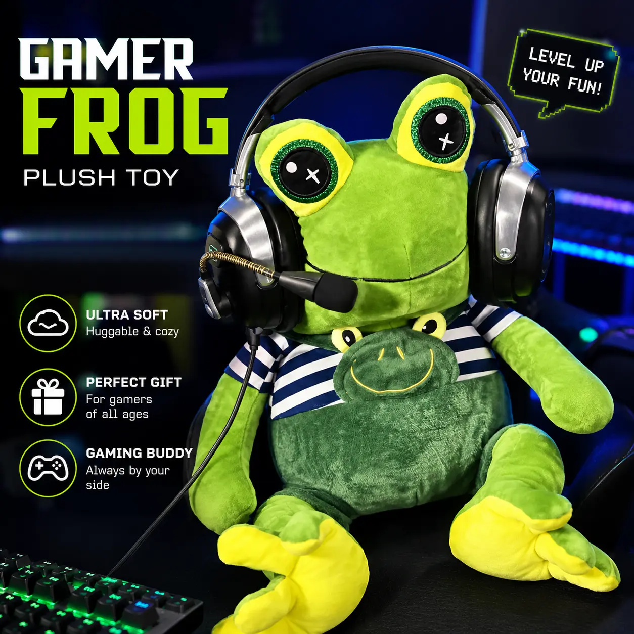 "Coach Frog" Viral Frog Plush Toy – Quirky Stuffed Figure, Sleeping Body Pillow, Backrest Cushion, and Decorative Ornament