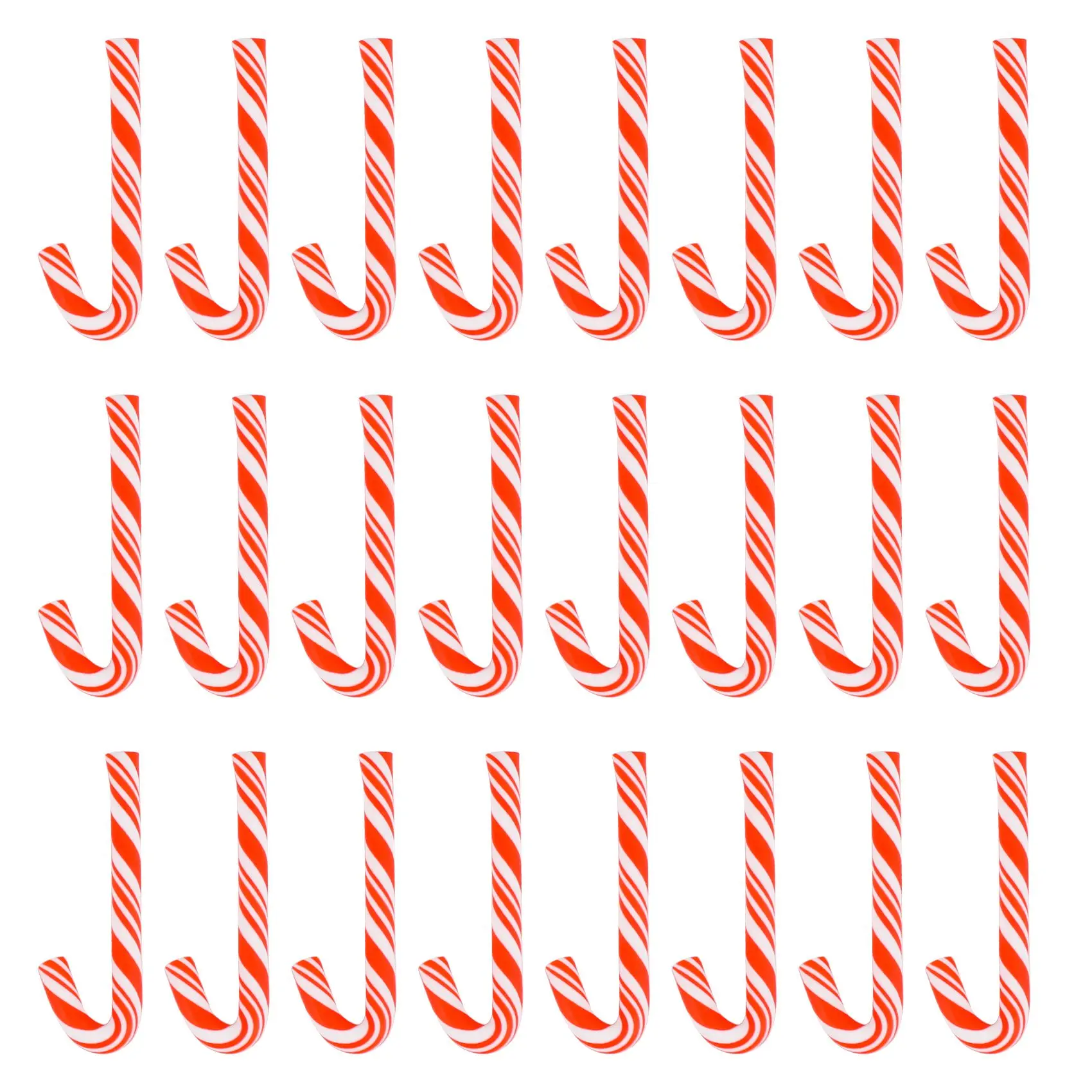 Miniature Candy Cane Ornaments, 50 Pcs 3cm Striped Plastic Charms with a Handmade Look for Christmas Love Crafts & Dollhouse Decor