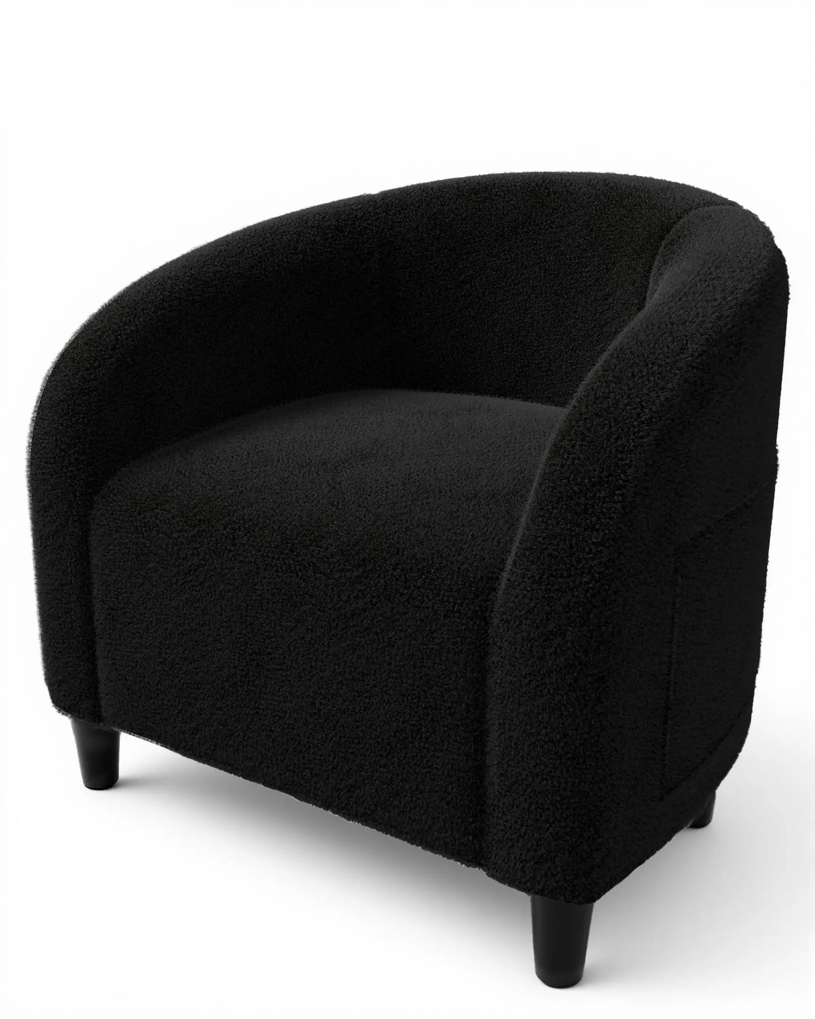 Accent Chair Living Room Chairs Barrel Boucle Chairs Comfy Armchairs for Bedroom Reading Room Reception Chairs(Black)