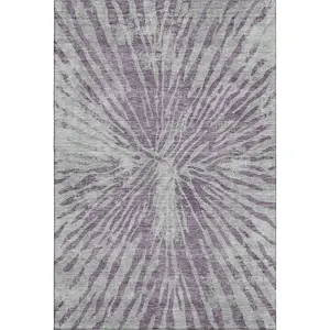 HomeRoots 666400 5 x 8 ft. Purple & Gray Zebra Print Washable Machine Made Rectangle Area Rug with UV Protection