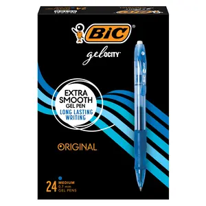 BIC Gel-ocity Original Retractable Gel Pen, Medium Point (0.7 mm), Blue, 24-Count Retractable Pens