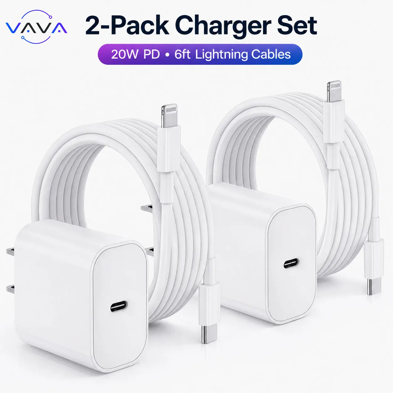 iPhone 14/13/12 Charger Fast Charging Type C Wall Charger Block with 2 Pack 6FT USB C to Lightning Cable for iPhone 14/13/12/12 Pro Max/11/Xs Max/XR/X,AirPods Pro