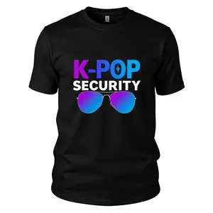 [100% Cotton] 100% Cotton Men's K-POP Security Agency Graphic T-Shirt - Korean Pop Culture Streetwear Tee with Security Print 180gsm Soft Crew Neck Short Sleeve for Casual Wear Parties & Gifts Same Style for Men and Women 2026 Summer Short-sleeved Printe