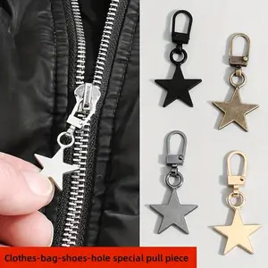 10pcs Metal Star Zipper Pull Tabs, Quick Installation, Detachable, Durable Zipper Pullers for Bags, Jackets, Suitcases - Includes White & Black Options, Accessories