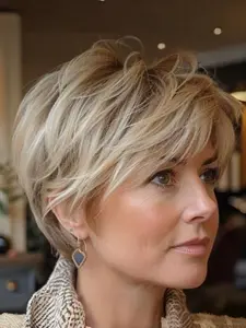 Women's Short-Haired Blonde Champagne-Colored Wig, Straight Hair Design, Heat-Resistant Synthetic Material, Ideal for Daily Wear, Synthetic Material Wigs, Synthetic Fiber Wig