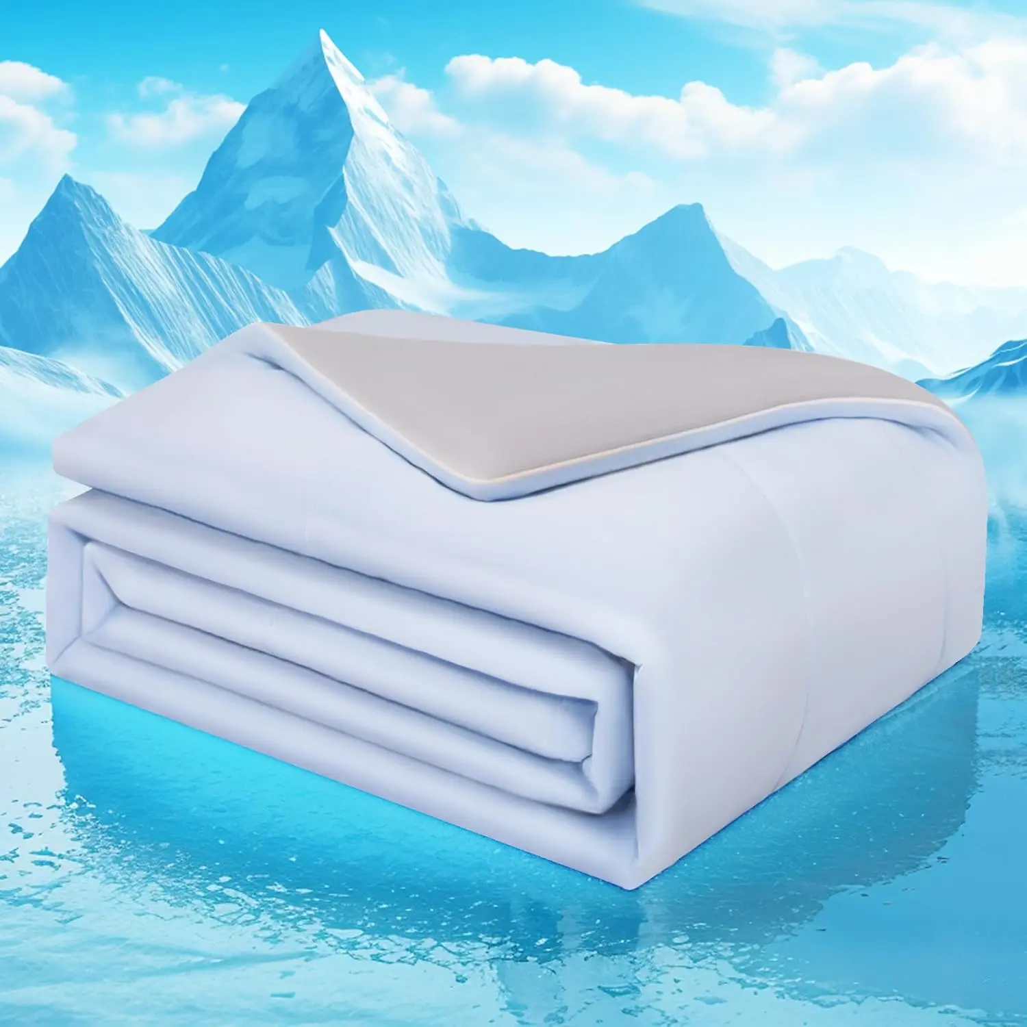 Cooling Comforter  Size Double Sided Cold Cooling Blanket for Hot Sleepers Night Sweats,Q-Max 0.4 Lightweight Soft Breathable Smooth Cool Summer Comforter Blanket (Light Blue, 90" x90)
