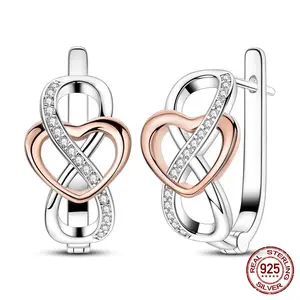 MULA Infinity Love Women's French Clip Earrings, S925 Sterling Silver, Inlaid with Sparkling CZ, Perfect Gift for Girls and Women on Valentine's Day, Anniversary, Birthday, Christmas