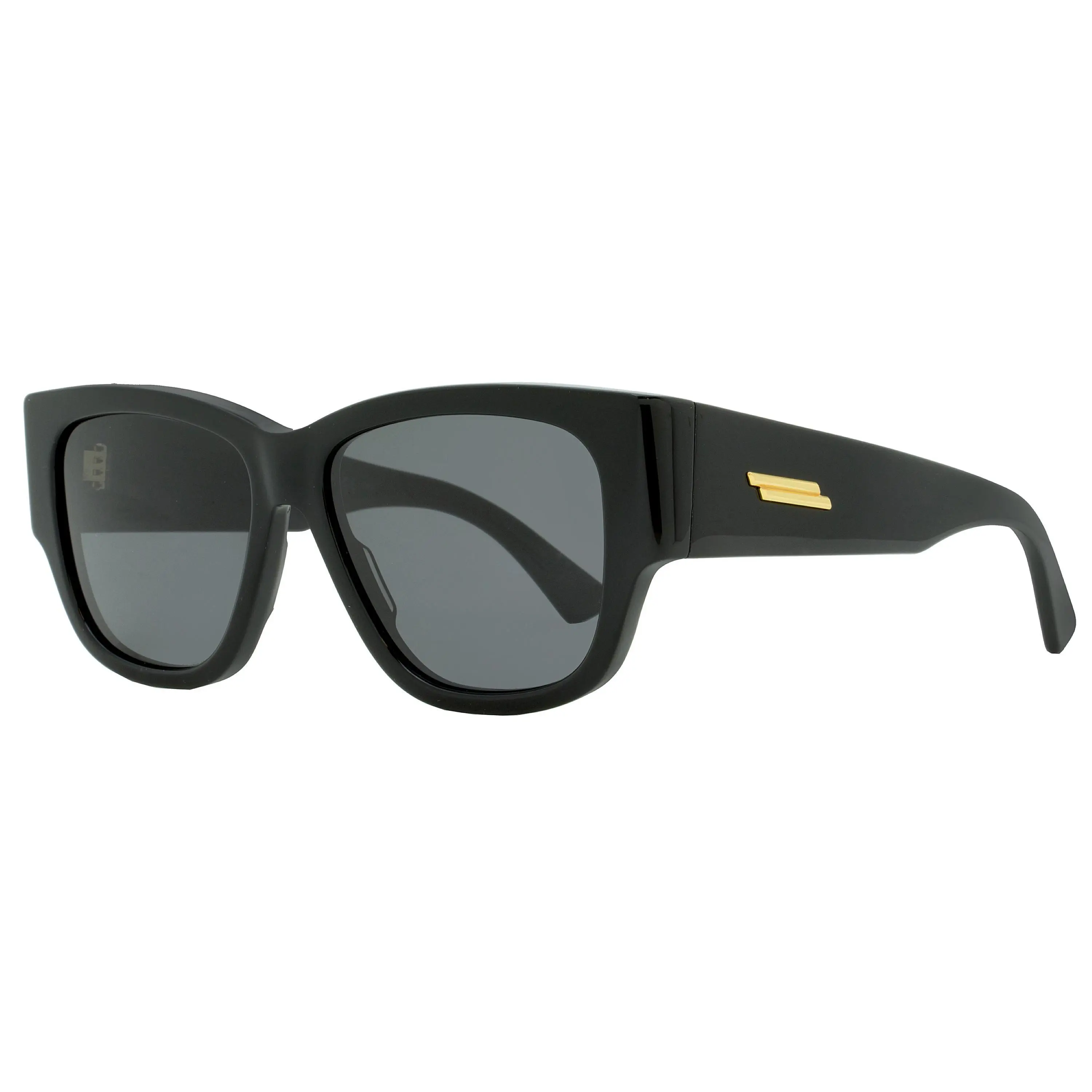 Bottega Veneta Large Rectangular Statement Frame Sunglasses for Women, Hand Made Acetate with 100% UV Protection - BV1026S 001 Black 55mm, Statement Frame Glasses, Large Frame Women's Sunglasses